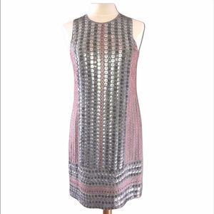 ANTHROPOLOGIE BL^NK LONDON RARE S pink gray dress sequin silver pink